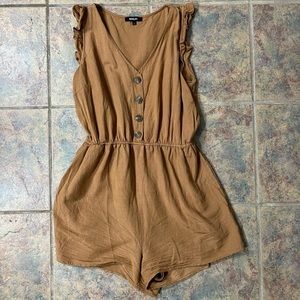 carmel colored front button romper